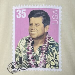 Rowdy Gentleman Men's XXL JFK Postage Stamp T Shirt Yellow Pocket Tee